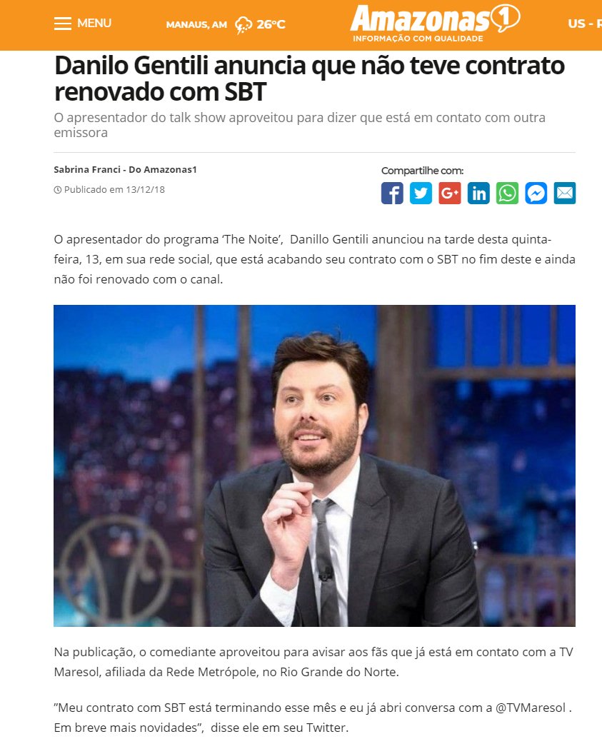 Site Acredita Em Piada E Diz Que Danilo Gentili Vai Trocar Sbt Por Tv Maresol